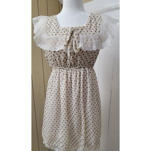 Cream Polka-dot Lace Dress